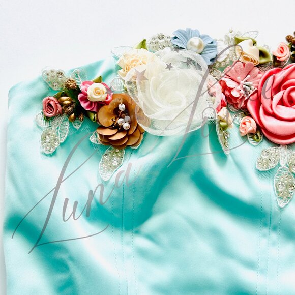 FILLYBOO Peaches & Pearls Bustier In Pastel Aqua (size S) NWT - Picture 5 of 10